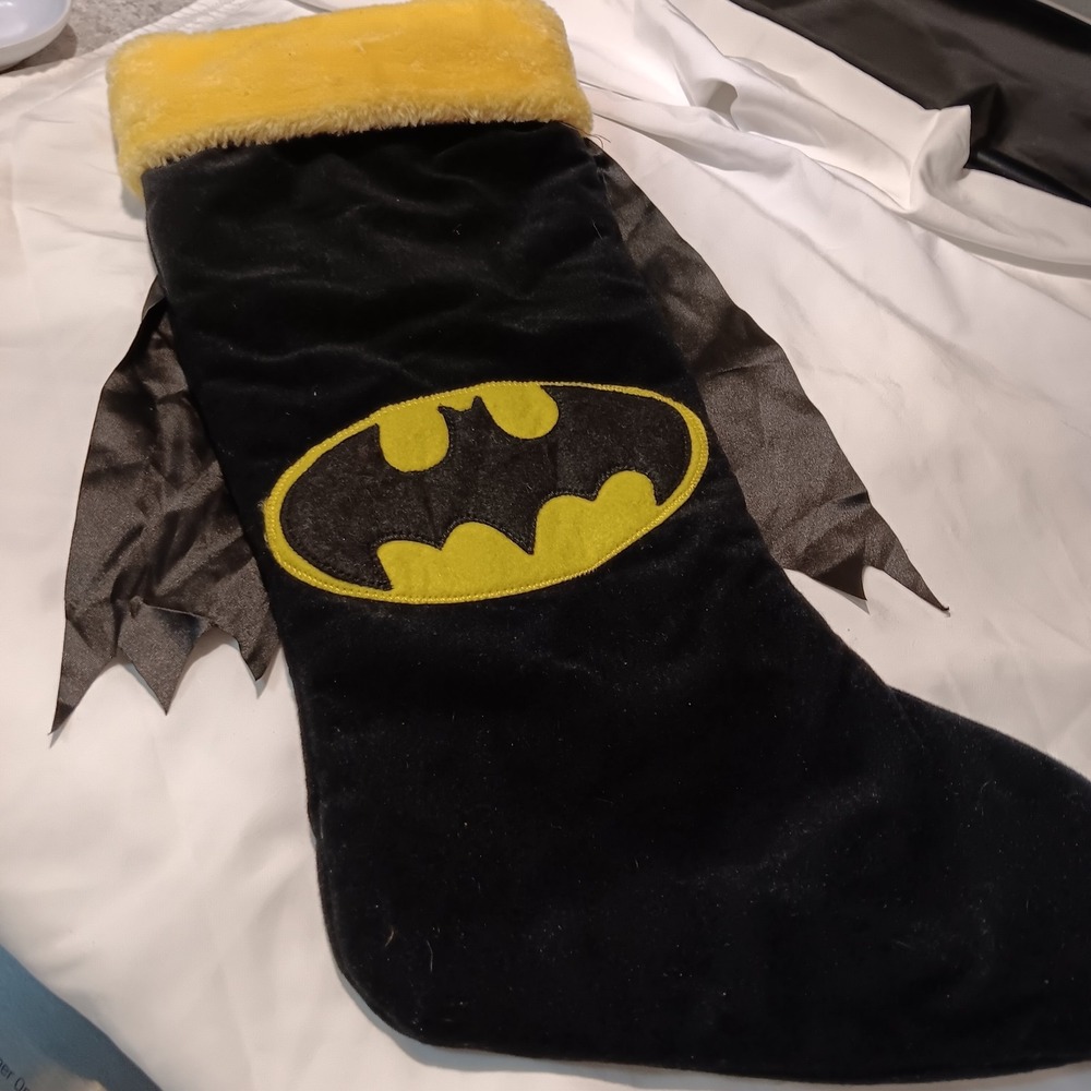 Batman Christmas Stocking & Cape Yellow Cuff DC Comics Prima Creations 2015 EUC